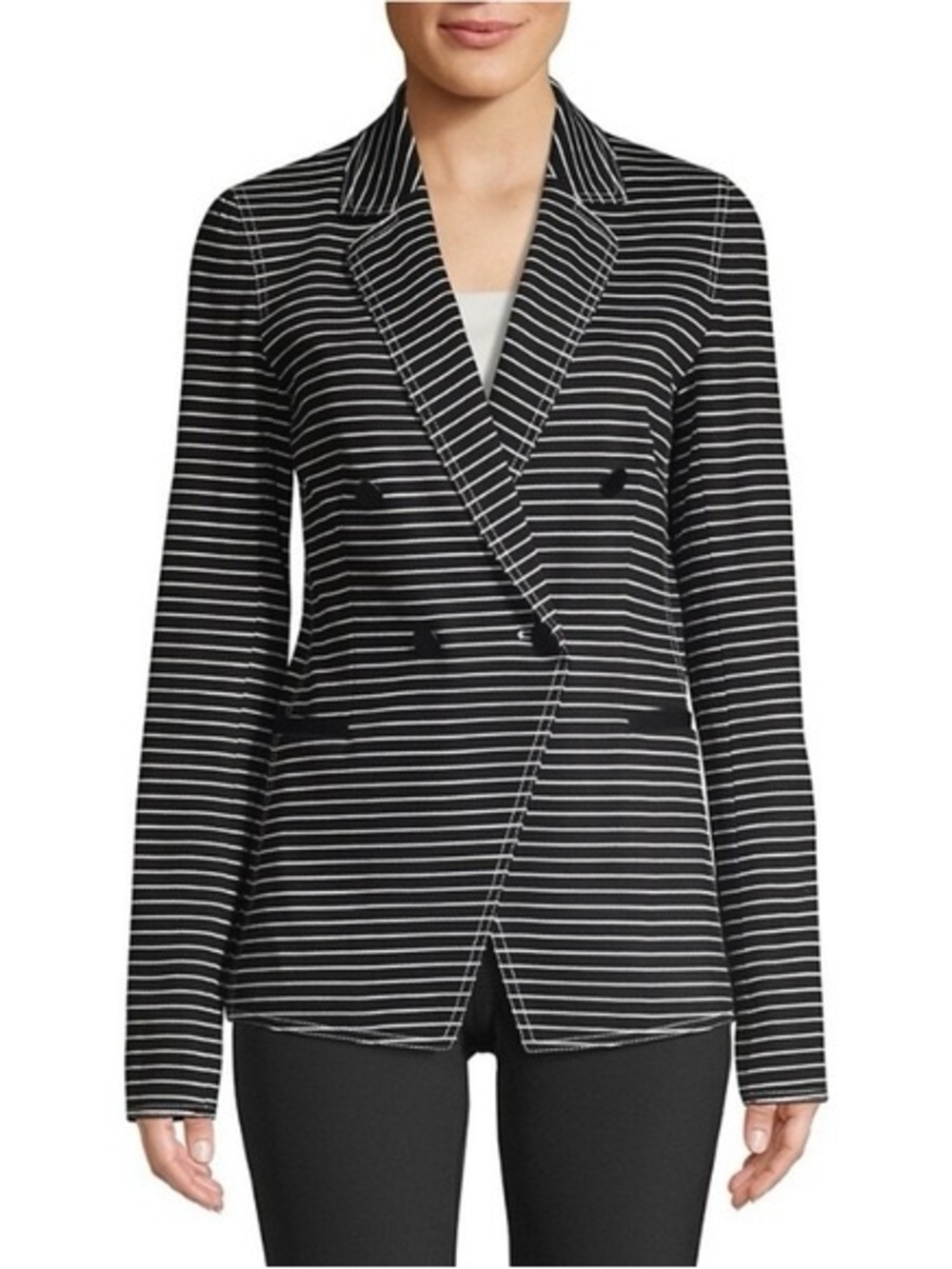 Lafayette 148 New York Striped Ponte Knit Blazer Double Breasted Plus Size 18